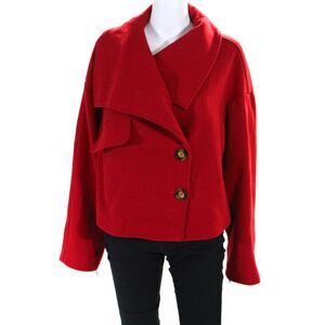 Line + Dot Womens Red Oversized Cropped Coat Red Size 8 11681848